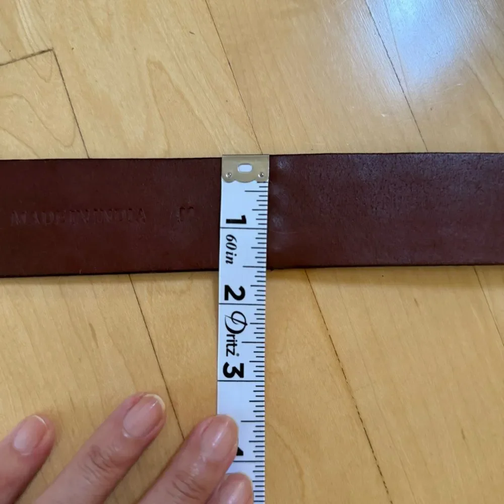 Chico's Embellished Round Buckle Leather Belt In Brown M NWOT